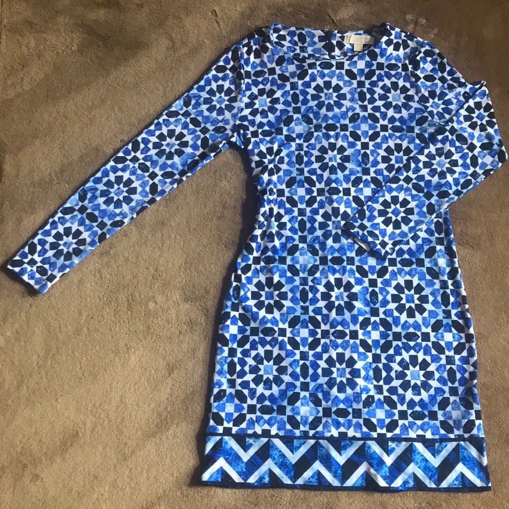NWOT Michael KORS Blue Geometric Dress